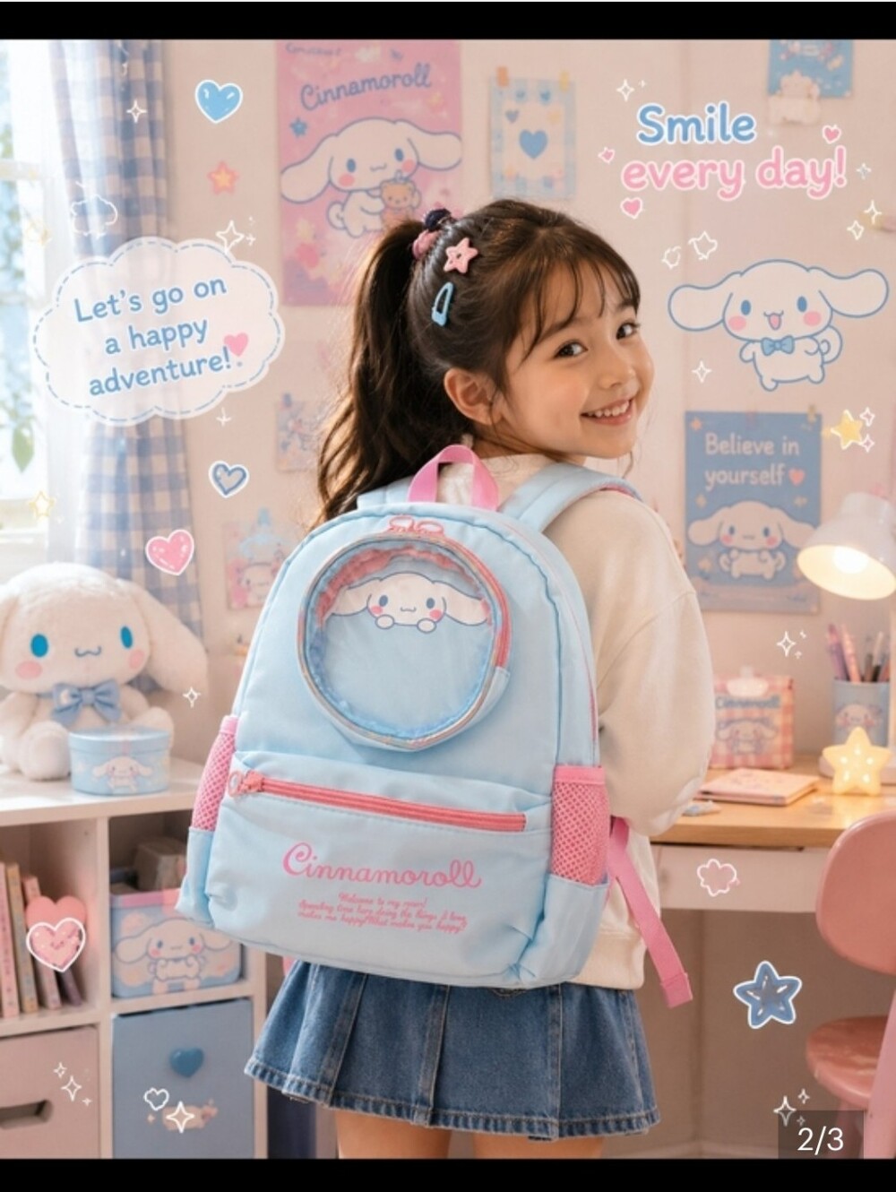 Cinnamoroll Blue Backpack with Pink Accents